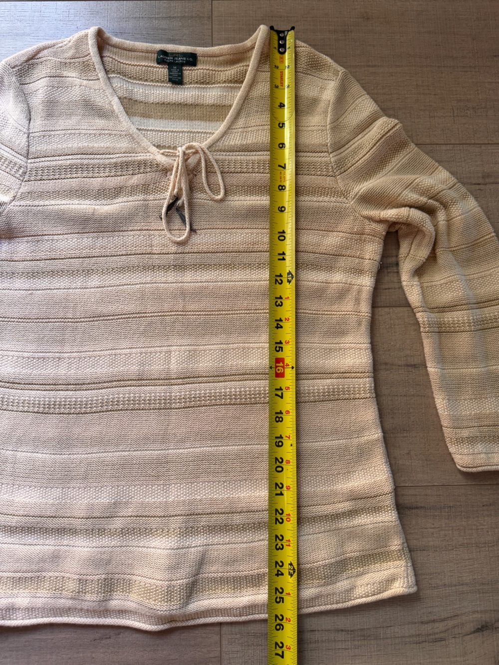 Lauren Ralph Lauren Beige and Cream Striped Knit Top - Picture 9 of 10